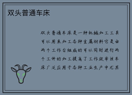 双头普通车床